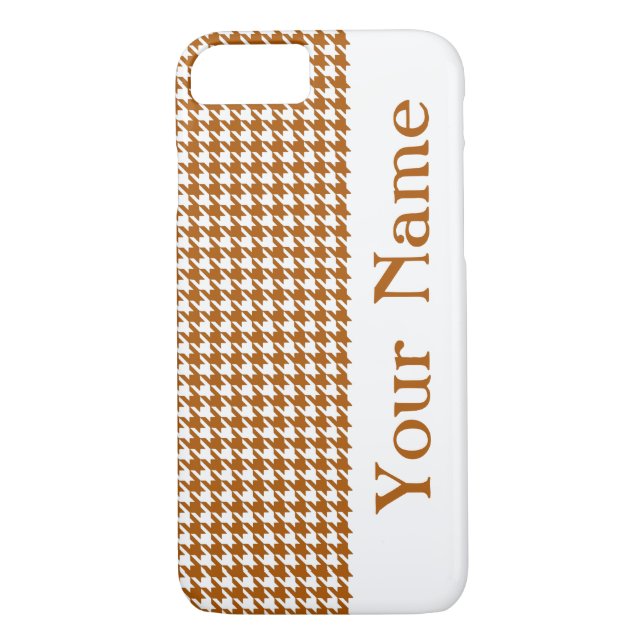 Coques Case-Mate iPhone Caramel Moderne Houndstooth avec nom (Dos)
