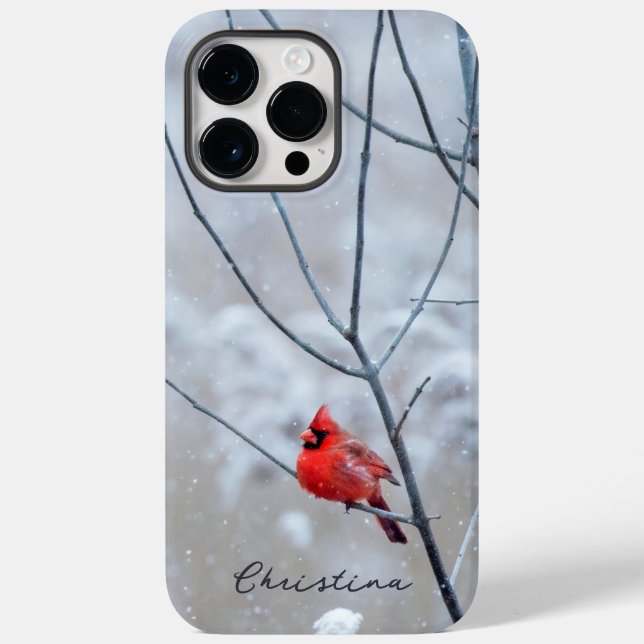 Coques Case-Mate iPhone Cardinal Rouge d'Hiver dans la Neige (Verso)