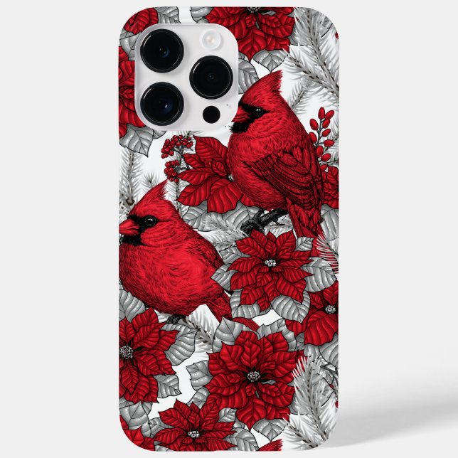 Coques Case-Mate iPhone Cardinaux et poinsettia en rouge et blanc (Verso)