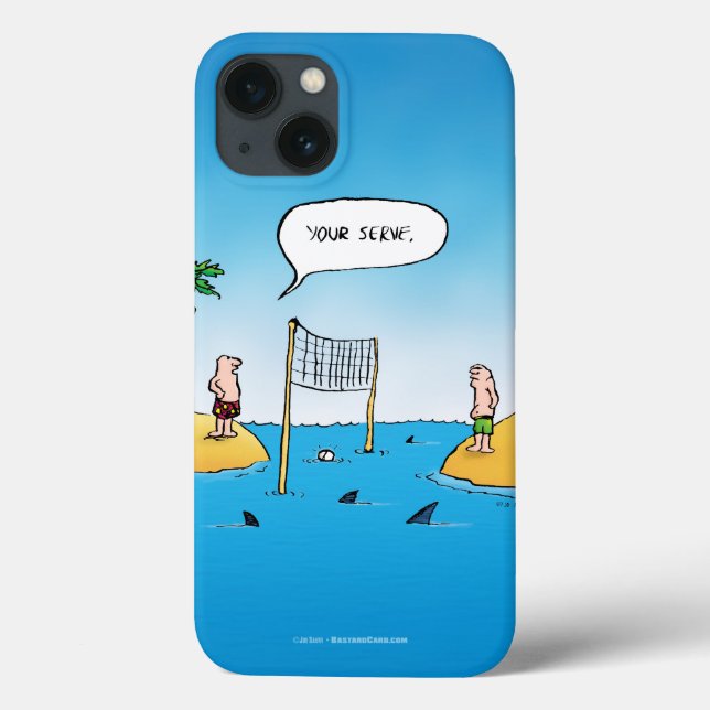 Coques Case-Mate iPhone Caricature amusante de Shark Volleyball (Verso)