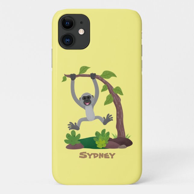 Coques Case-Mate iPhone Caricature de bande de gibbon joyeux (Dos)