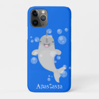 Caricature de bulles de narval joyeux