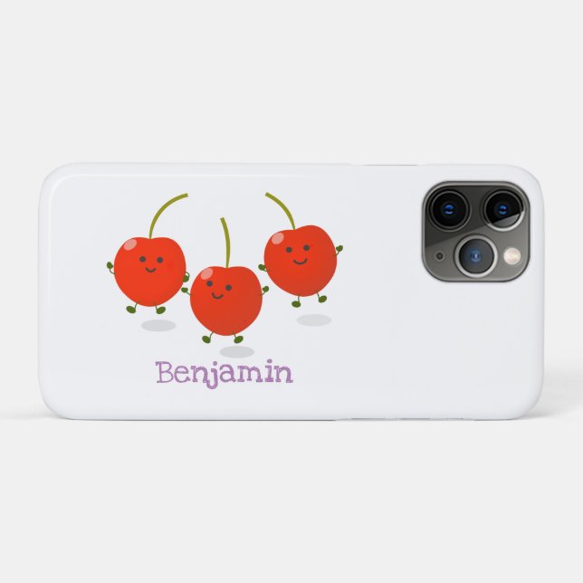 Coques Case-Mate iPhone Caricature de cerises rouges à sauter mûr (Dos (Horizontal))