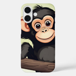 Coque Pour iPhone 16 Caricature de chimpanzé fou mignon