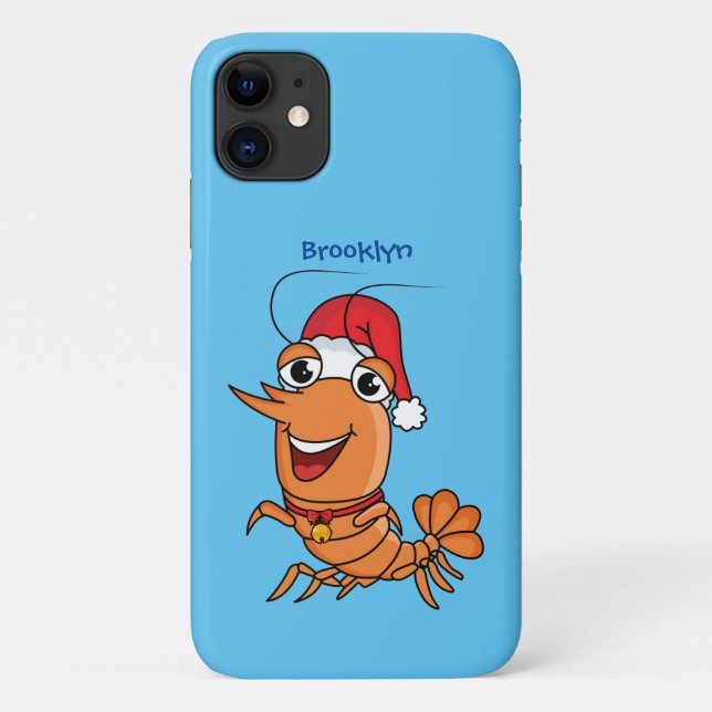 Coques Case-Mate iPhone Caricature de crevettes de Noël joyeux (Dos)