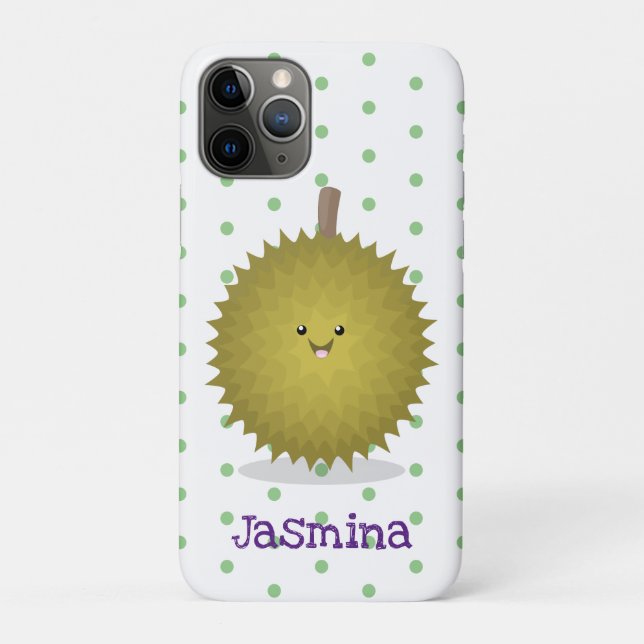 Coques Case-Mate iPhone Caricature de durian joyeux (Dos)