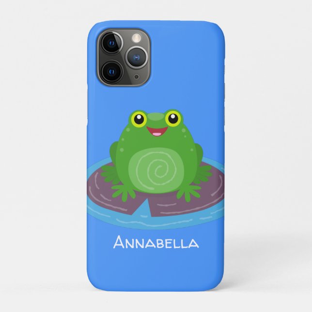 Coques Case-Mate iPhone Caricature de grenouille verte mignonne (Dos)