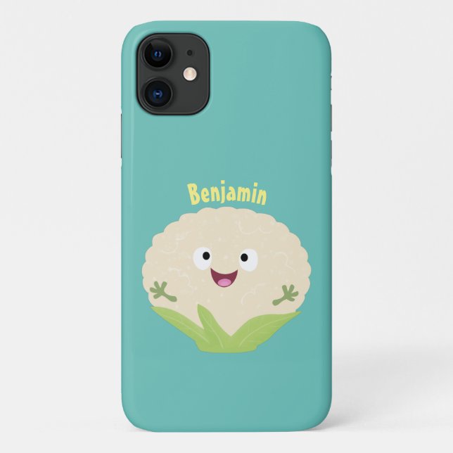 Coques Case-Mate iPhone Caricature de légume de chou-fleur joyeux (Dos)
