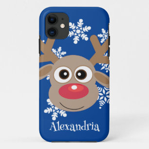 Case-Mate iPhone Case Caricature de Noël Reindeer Fun Blue