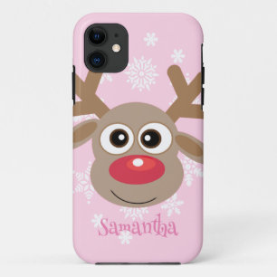 Case-Mate iPhone Case Caricature de Noël Reindeer Fun Fun Girl Rose