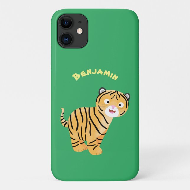Coques Case-Mate iPhone Caricature de petit tigre joyeux (Dos)