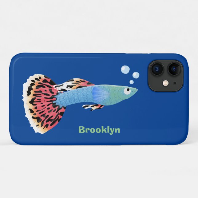 Coques Case-Mate iPhone Caricature de poisson tropical guppy très chic (Dos (Horizontal))