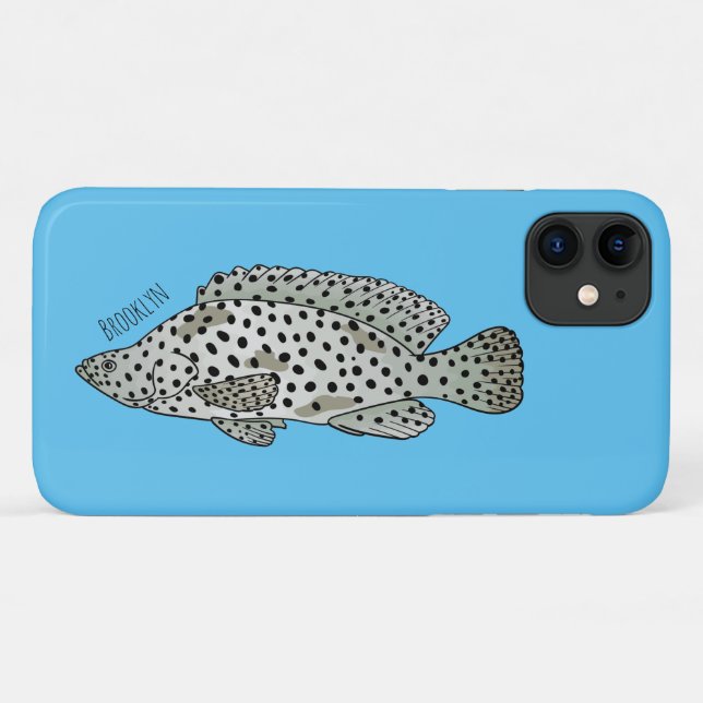 Coques Case-Mate iPhone Caricature de poissons de mérou à bosse (Dos (Horizontal))