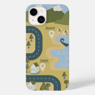 Coque Case-Mate iPhone Caricature élégante paysage carte de voyage
