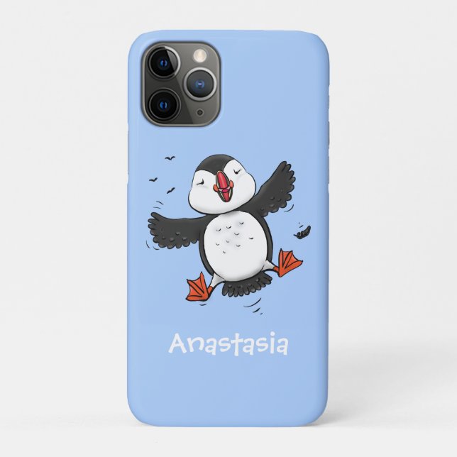 Coques Case-Mate iPhone Caricature en bleu bouffin joyeux (Dos)