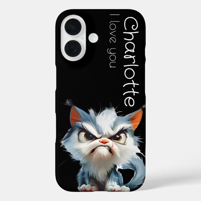 Coques Case-Mate iPhone Caricature gris mignon nom des chats (Verso)