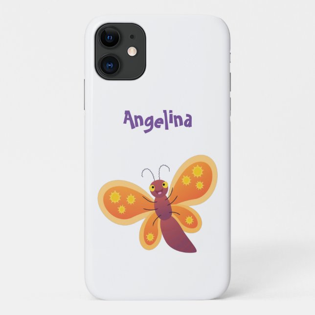 Coques Case-Mate iPhone Caricature joli papillon orange (Dos)