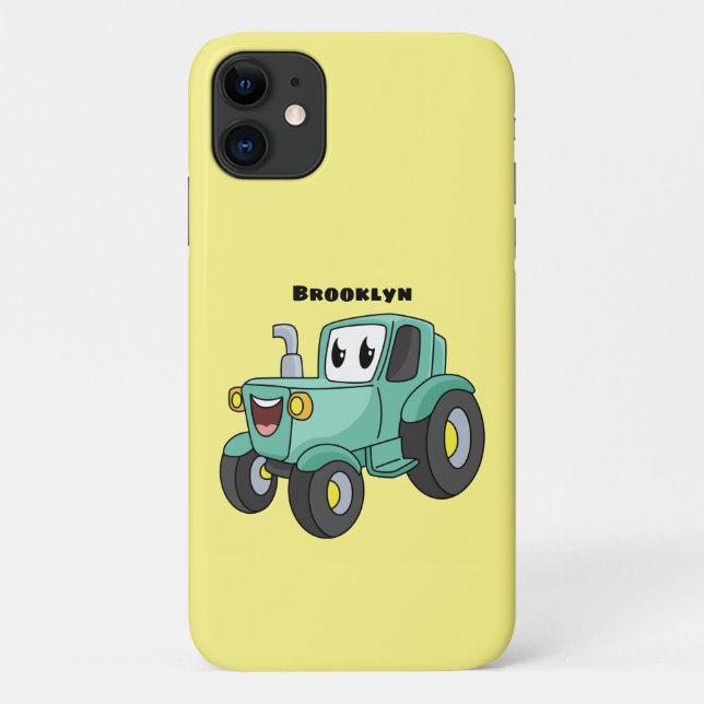 Coques Case-Mate iPhone Caricature joli tracteur vert joyeux (Dos)