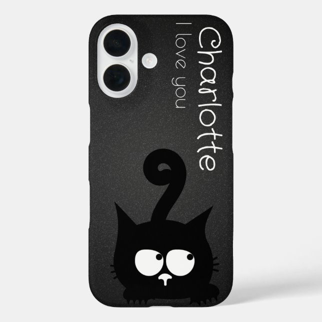Coques Case-Mate iPhone Caricature noire mignonne chats nom charbon (Verso)