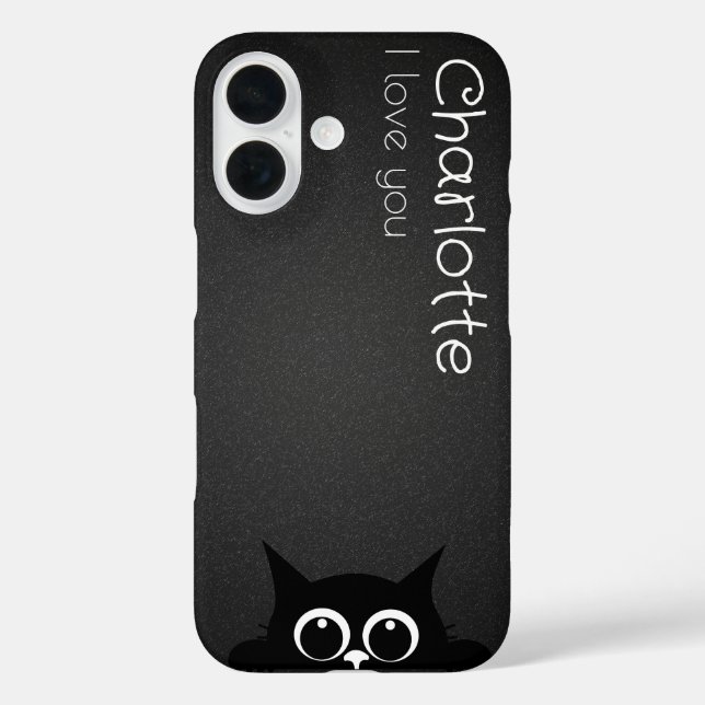 Coques Case-Mate iPhone Caricature noire mignonne chats nom charbon (Verso)
