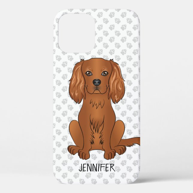 Coques Case-Mate iPhone Carlin Cavalier King Charles Spaniel & Nom (Verso)