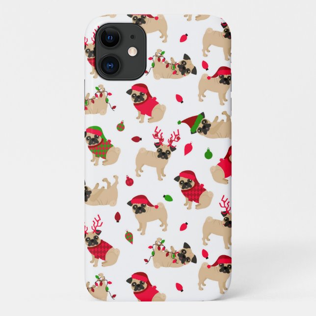 Coques Case-Mate iPhone Carlins de Noël blanc (Dos)