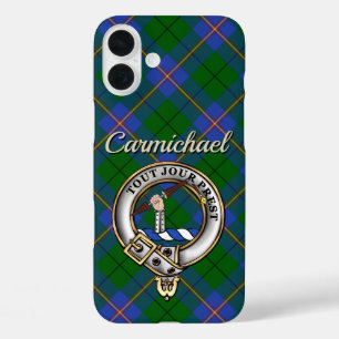 Coque Pour iPhone 16 Plus Carmichael Clan Badge & Tartan Personnalisé