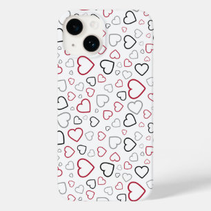 Coque Case-Mate iPhone Carmin Red Grey Happy Hearts motif