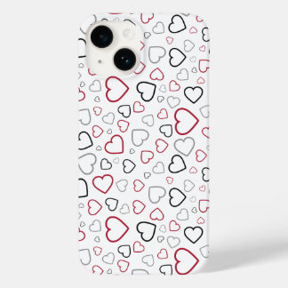 Coque Case-Mate iPhone Carmin Red Grey Happy Hearts motif