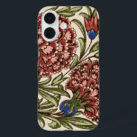 Coque Pour iPhone 16 Carnation Carrelage Fleur Antique Art Rustique<br><div class="desc">Carnation rouge et rose - Cette image est basée sur un dessin d'art graphique antique montrant une fleur de maïs ou une fleur de carnation à fleurs bleues. Créé par le designer de tuiles William de Morgan, un collaborateur avec William Morris, l'un des plus célèbres designers de l'ère des arts...</div>