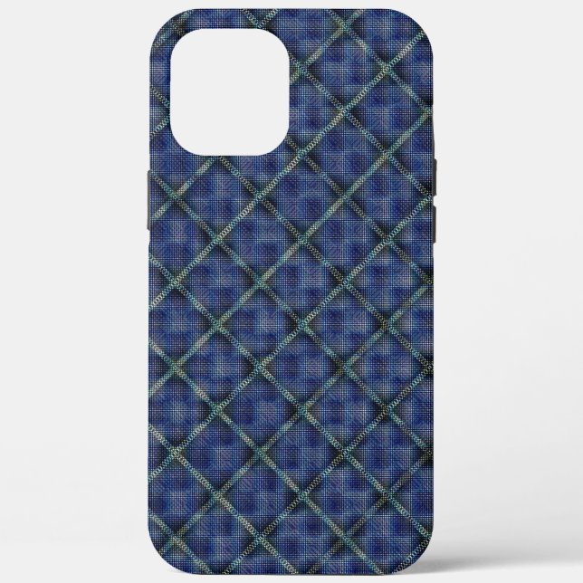 Coques Case-Mate iPhone Carré à damiers bleu avec points pixélisés (Verso)