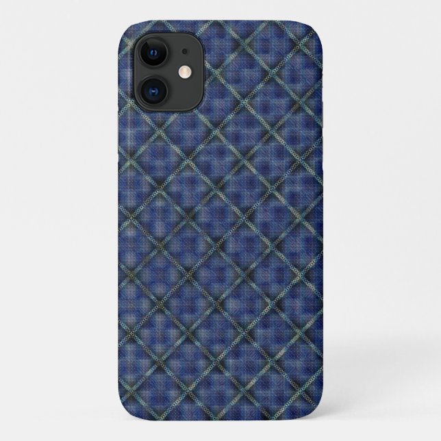 Coques Case-Mate iPhone Carré à damiers bleu avec points pixélisés (Dos)