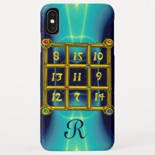 Coque Pour iPhone XS Max CARRÉ MAGIQUE 33 MONOGRAM Turquoise, Aqua Blue Tur