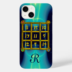 Coque Case-Mate iPhone CARRÉ MAGIQUE 33 MONOGRAM Turquoise, Aqua Blue Tur