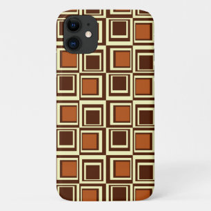 Coque iPhone 11 Carré moderne, caramel et chocolat