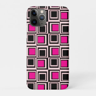 Coque Case-Mate Pour iPhone Carré moderne, rose clair, rose chaud et noir
