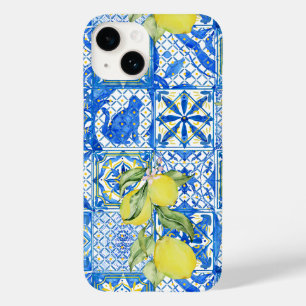 Coque Case-Mate iPhone Carreau bleu motif provençal citron décoration mai