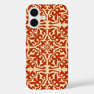 Coque Pour iPhone 16 Carreau marocain - corail orange et pêche