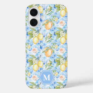 Coque Pour iPhone 16 Carreaux Bleus Méditerranéens Limoncello Monogramm