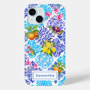 Coque Case-Mate iPhone Carreaux d'azulejos méditerranéens fleuris d'agrum