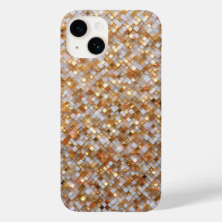 Coque Case-Mate iPhone Carreaux de mosaïque dorés et blancs élégants scin