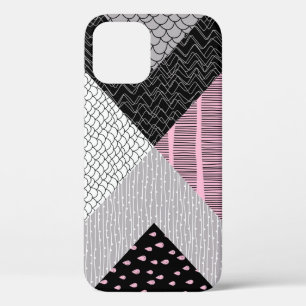 Case-Mate iPhone Case Carreaux de patchwork, motif de dessin main libre.