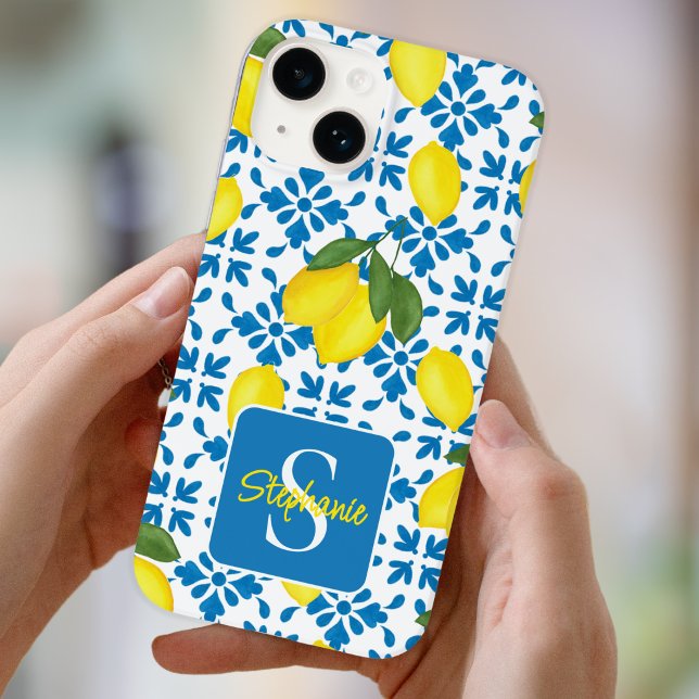 Coques Case-Mate iPhone Carreaux de style français avec monogramme et moti (Créateur téléchargé)
