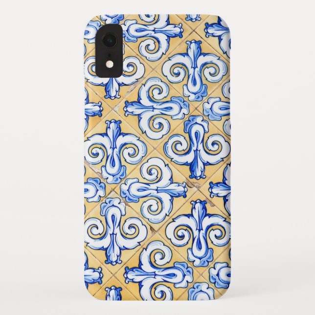 Coques Case-Mate iPhone Carreaux espagnols - Azulejo Bleu, Jaune et Blanc (Dos)