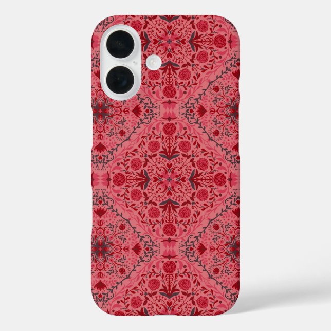 Coques Case-Mate iPhone Carreaux floraux en rouge et rose pastèque (Verso)