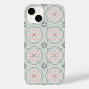 Coque Case-Mate iPhone Carreaux Floraux Pastel Vert
