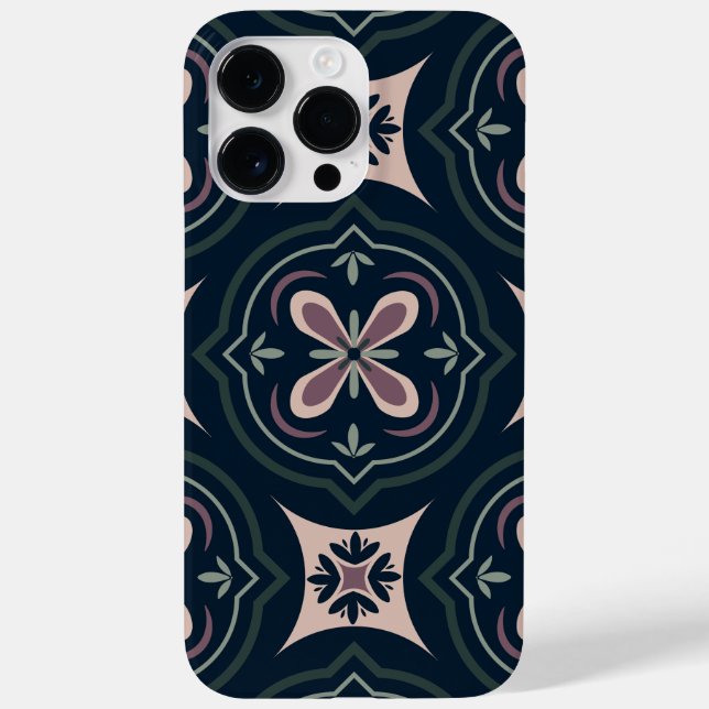 Coques Case-Mate iPhone carreaux géométriques floraux de couleur terreuse (Verso)