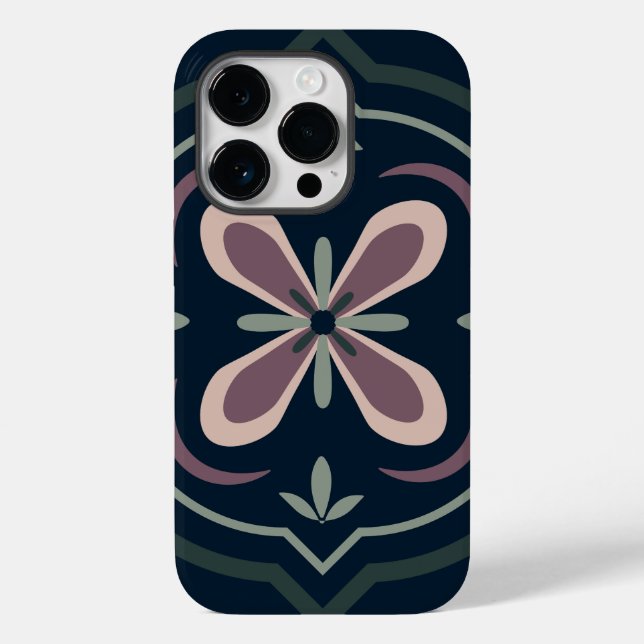Coques Case-Mate iPhone carreaux géométriques floraux de couleur terreuse (Verso)