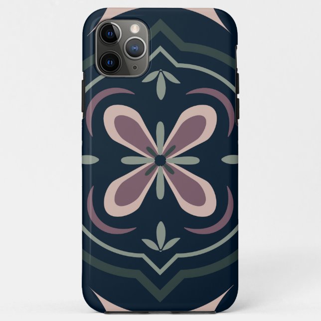 Coques Case-Mate iPhone carreaux géométriques floraux de couleur terreuse (Dos)