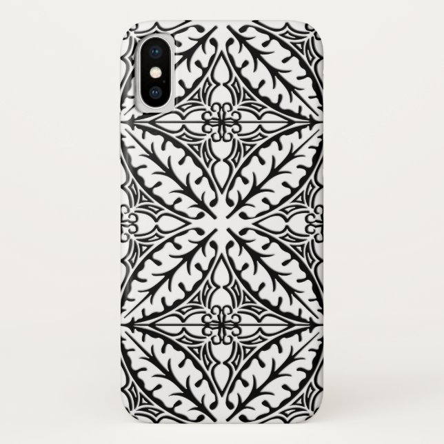 Coques Case-Mate iPhone Carreaux marocains - blanc et noir (Dos)